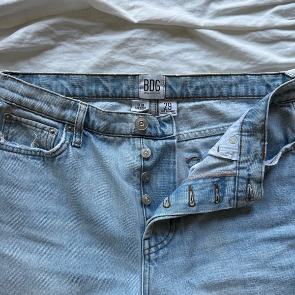 BDG URBAN OUTFITTERS Light Wash Ripped Jeans High Waist Button Closure - Picture 4 of 5